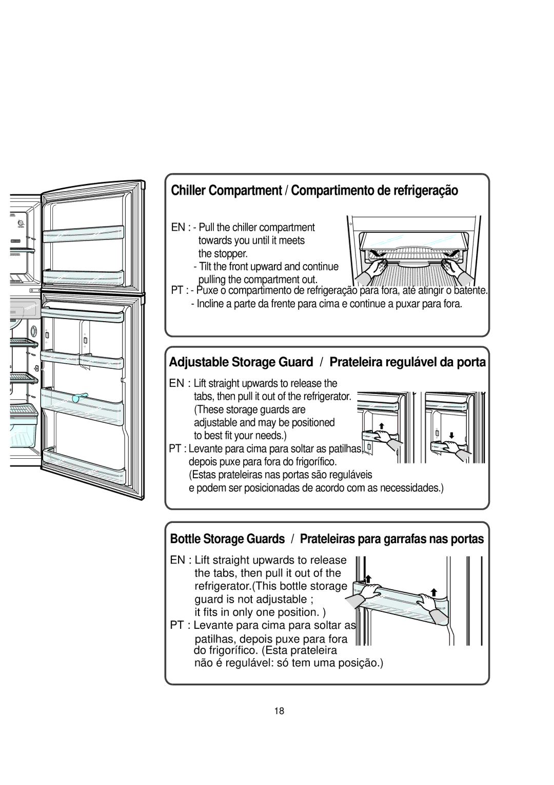 Samsung RT30MASW1/JUM, RT30MBSW1/XEP, RT30MASW1/XEH, RT30MASW1/XAP manual Chiller Compartment / Compartimento de refrigeração 