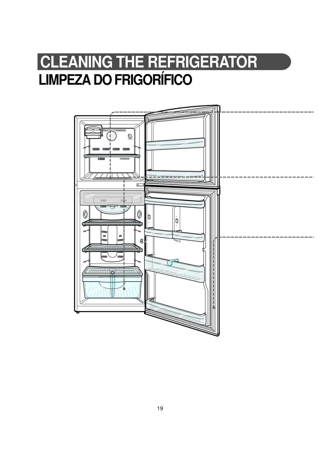 Samsung RT30MASW1/BDW, RT30MBSW1/XEP, RT30MASW1/XEH, RT30MASW1/XAP manual Cleaning the Refrigerator, Limpeza do Frigorífico 