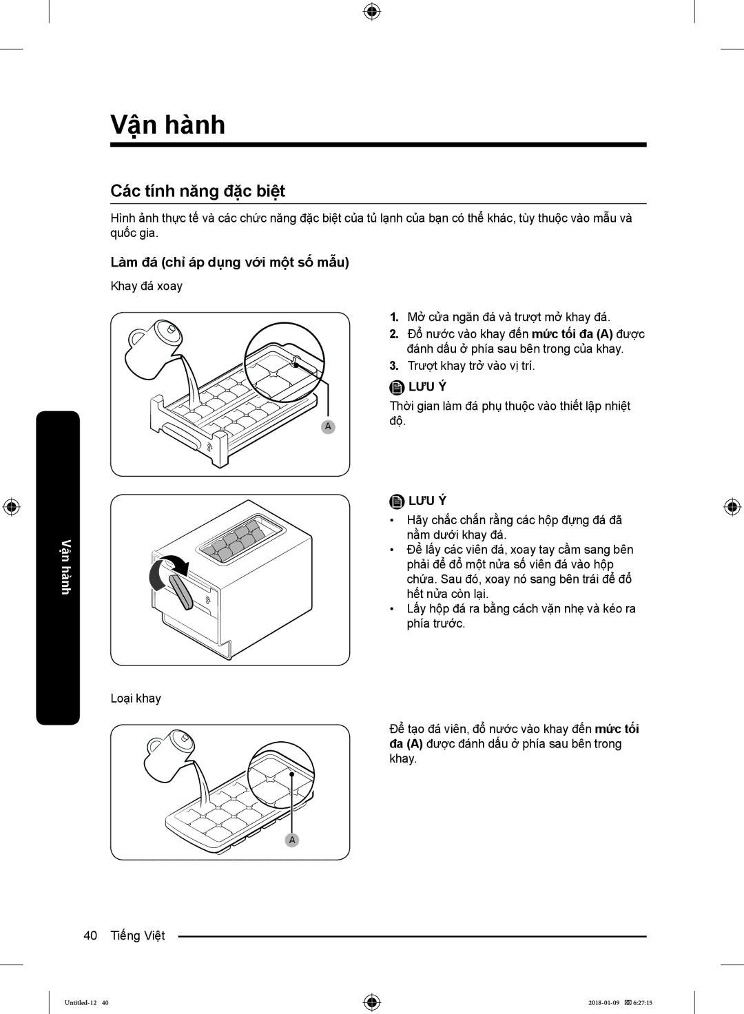 Samsung RT35K50321J/SV, RT32K5532S8/SV, RT29K5532UT/SV manual Các tính năng đặc biệt, Làm đá chỉ áp dụng với một số mẫu 