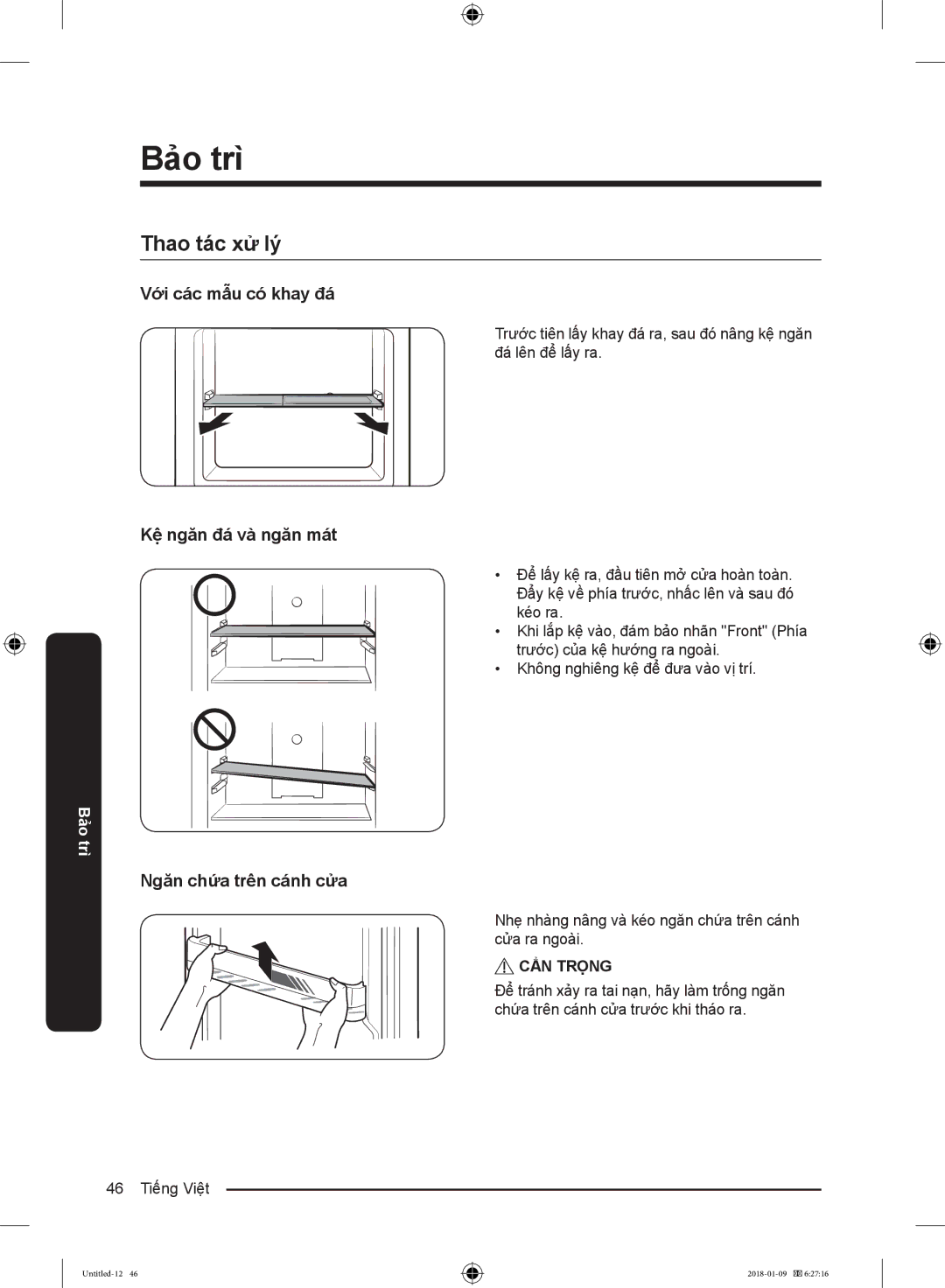 Samsung RT35K5982BS/SV manual Thao tác xử lý, Với các mẫu có khay đá, Kệ ngăn đá và ngăn mát, Ngăn chứa trên cánh cửa 