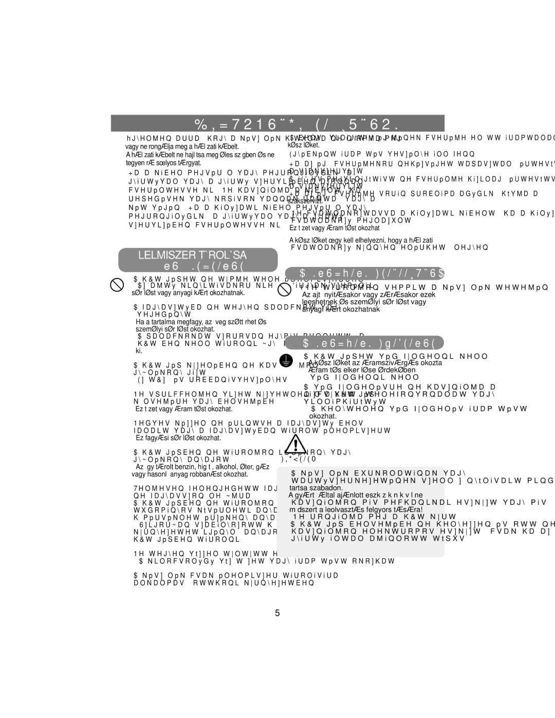 Samsung RT34DBSS1/XEH manual Ez tüzet vagy áramütést okozhat, Leeshetnek és személyi sérülést vagy anyagi kárt okozhatnak 