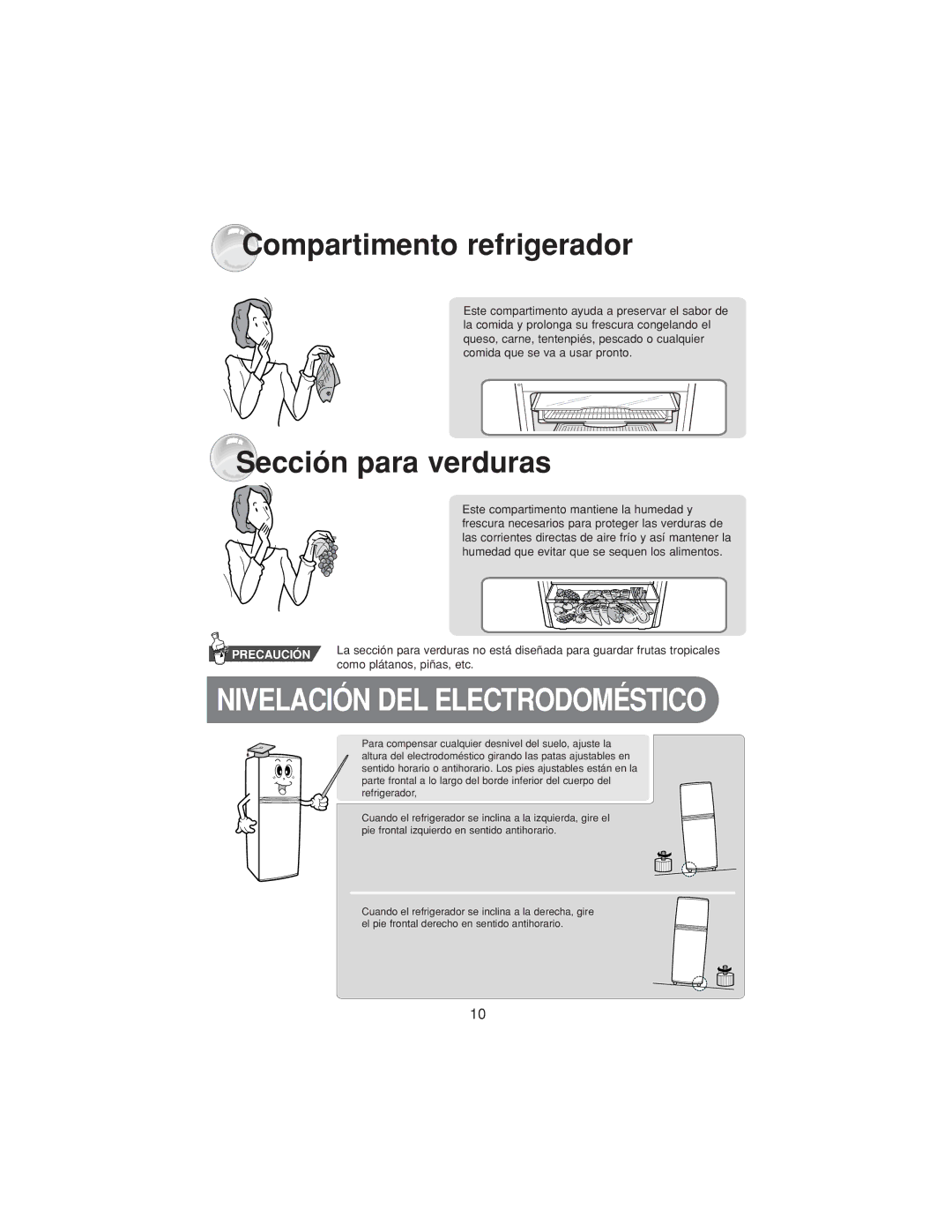 Samsung RT30MASW1/XEH, RT34MASS1/XES, RT30MBSW1/XEP, RT37MASW1/FAL manual Compartimento refrigerador, Sección para verduras 