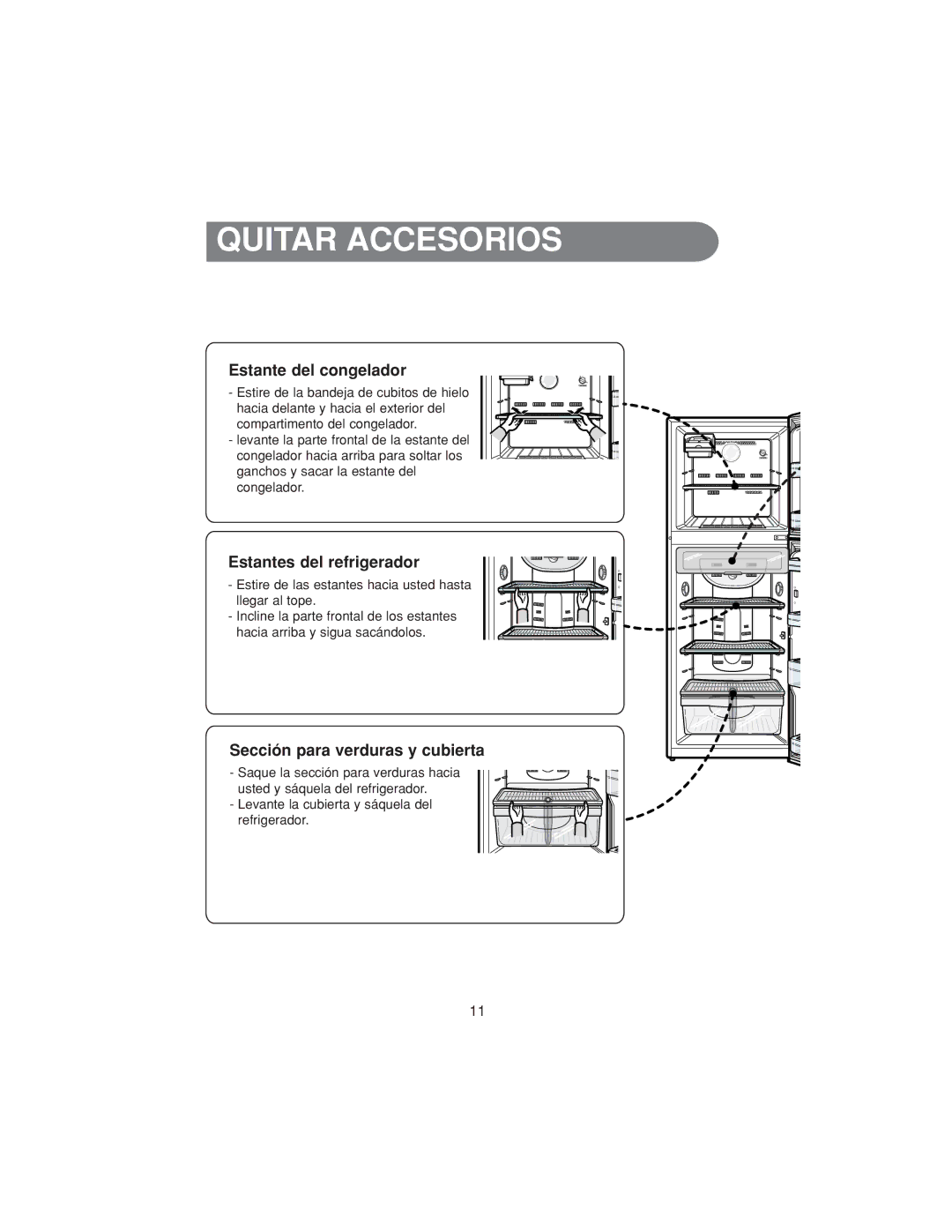 Samsung RT37MASW1/FAL, RT34MASS1/XES, RT30MBSW1/XEP Quitar Accesorios, Estante del congelador, Estantes del refrigerador 