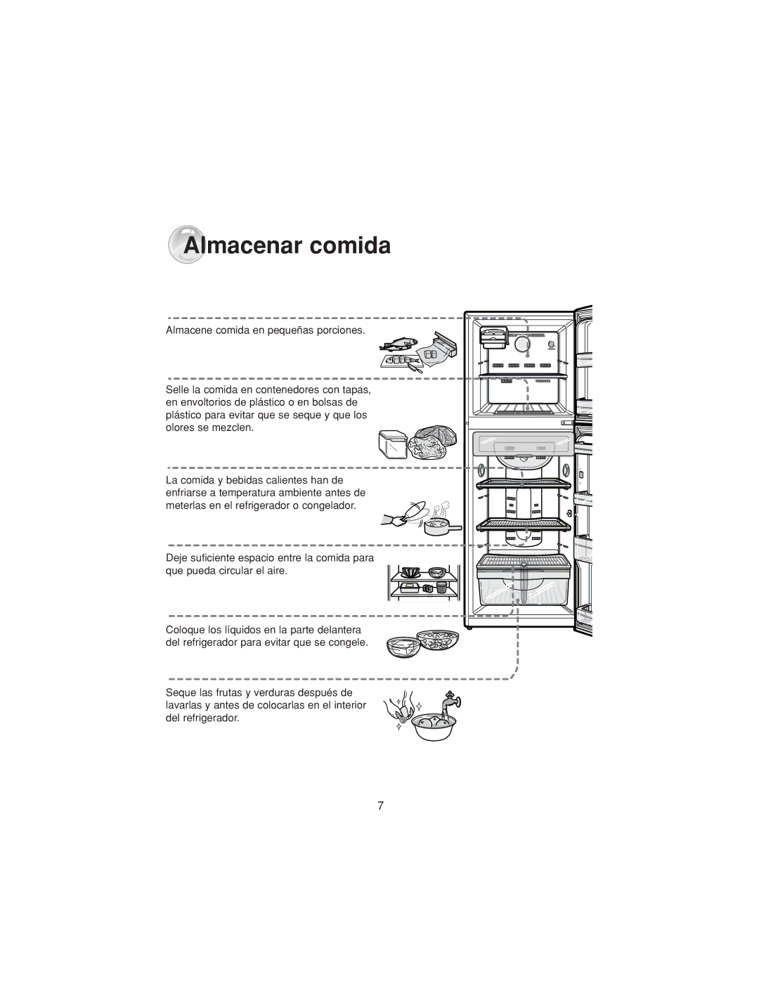 Samsung RT37MASW1/AFK, RT34MASS1/XES, RT30MBSW1/XEP, RT30MASW1/XEH, RT37MASW1/FAL, RT34MBSW1/XES manual Almacenar comida 