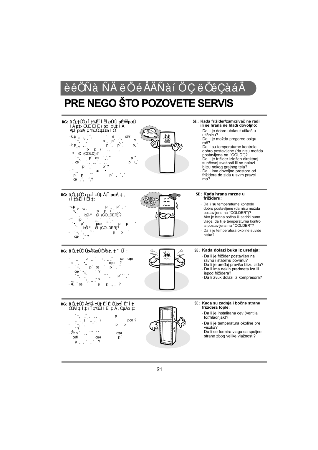 Samsung RT34VASW2/BUL, RT34MASW1/XEF PRE Nego ‡TO Pozovete Servisvná, ÓÒÚ‡ÌÒÚ‚Ó ÏÂÊ‰Û ÛÂ‰‡ Ë Òúâìëúâ ‚˙‚ ‚ÒË˜ÍË ÔÓÒÓÍË? 