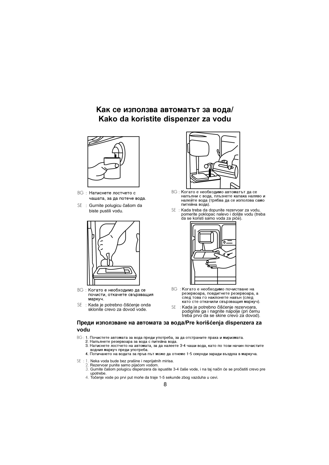 Samsung RT34VASW1/BUL, RT34MASW1/XEF, RT34MASS1/XET, RT30MASW1/XEH manual BG ç‡ÚËÒÌÂÚÂ ÎÓÒÚ˜ÂÚÓ Ò ˜‡¯‡Ú‡, Á‡ ‰‡ ÔÓÚÂ˜Â ‚Ó‰‡ 