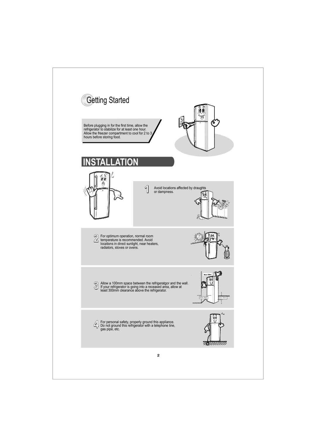 Samsung RT35BVMS1/BWT, RT35BVPW1/XEK, RT38BVPW1/XEK, RT25BVMS1/XEK, RT38BVMS1/XEK, RT29BVPW1/XEK, RT29BVPW1/BWT Installation 