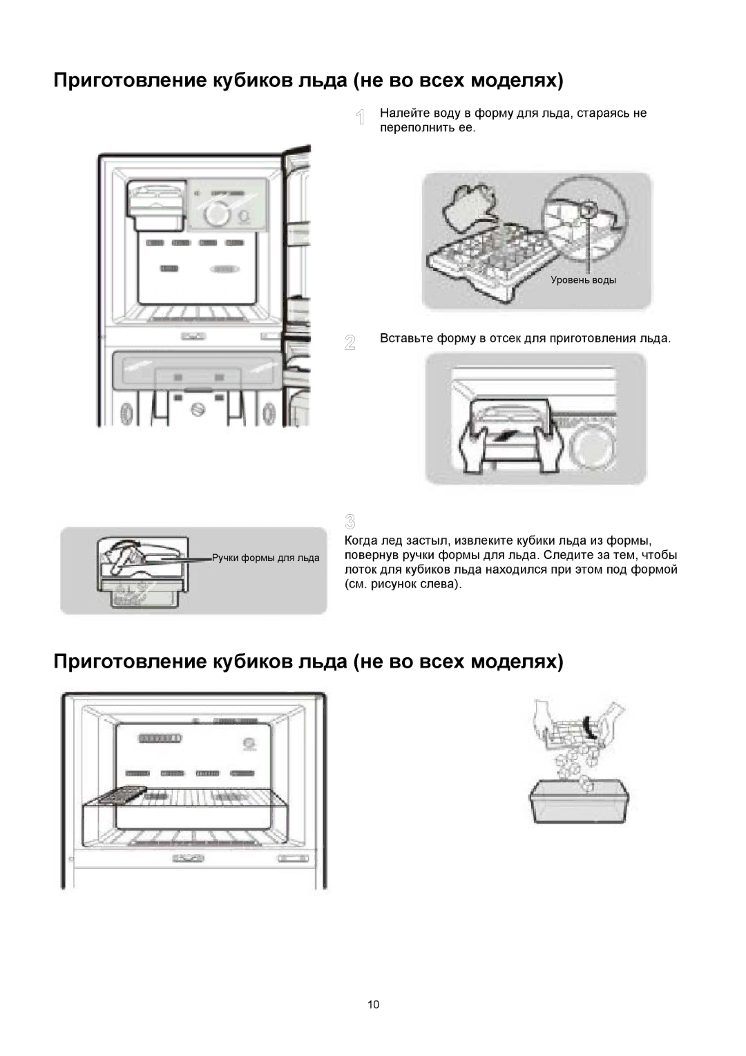 Samsung RT29BVMS1/BWT, RT35BVPW1/XEK, RT38BVPW1/XEK, RT25BVMS1/XEK manual Приготовление кубиков льда не во всех моделях 