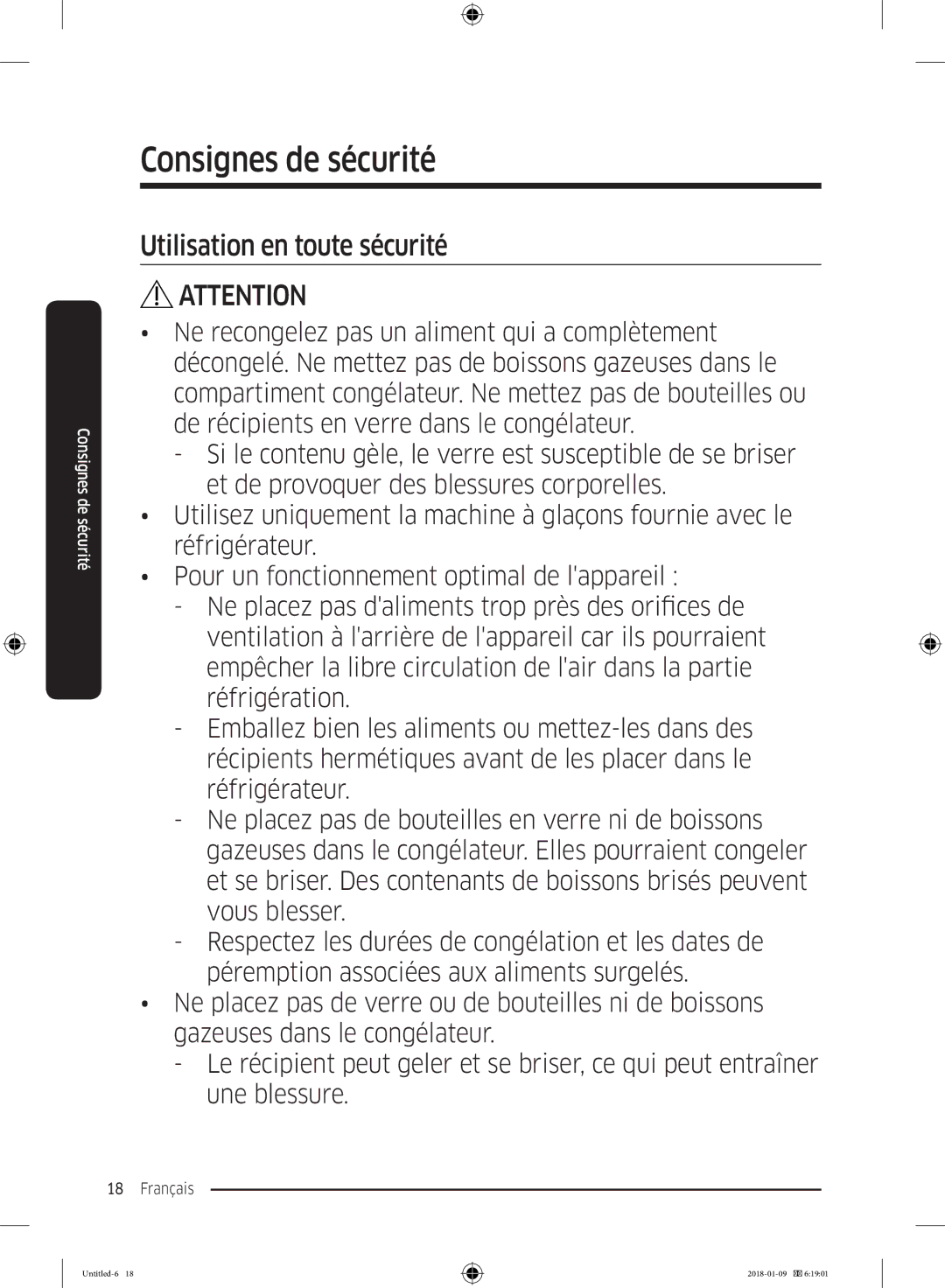 Samsung RT38K5000S9/EF, RT35K5500WW/EF, RT29K5000S9/EF, RT32K5000WW/EF, RT38K5400S9/EF manual Utilisation en toute sécurité 