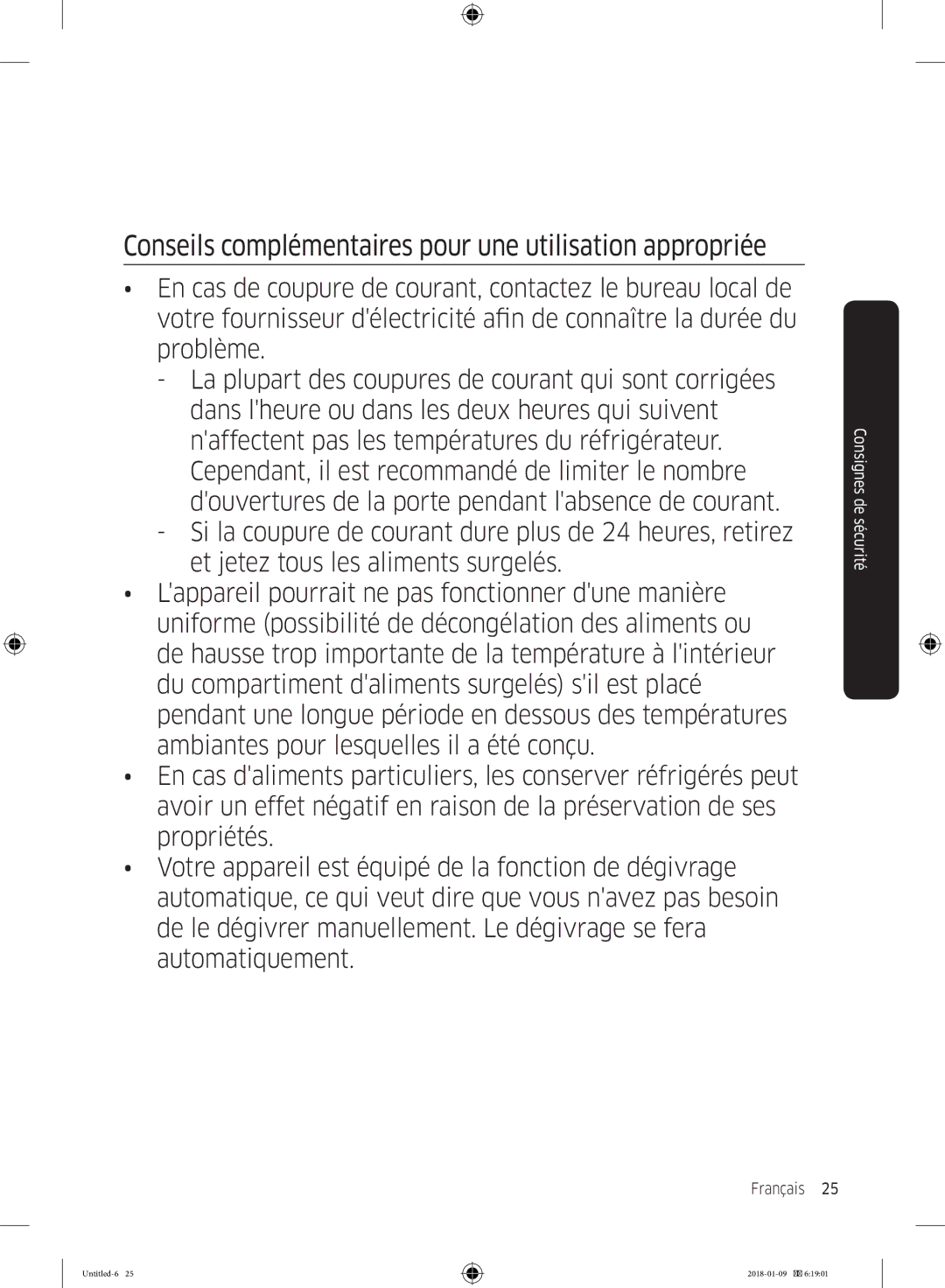 Samsung RT29K5030S9/EF, RT35K5500WW/EF, RT29K5000S9/EF manual Conseils complémentaires pour une utilisation appropriée 