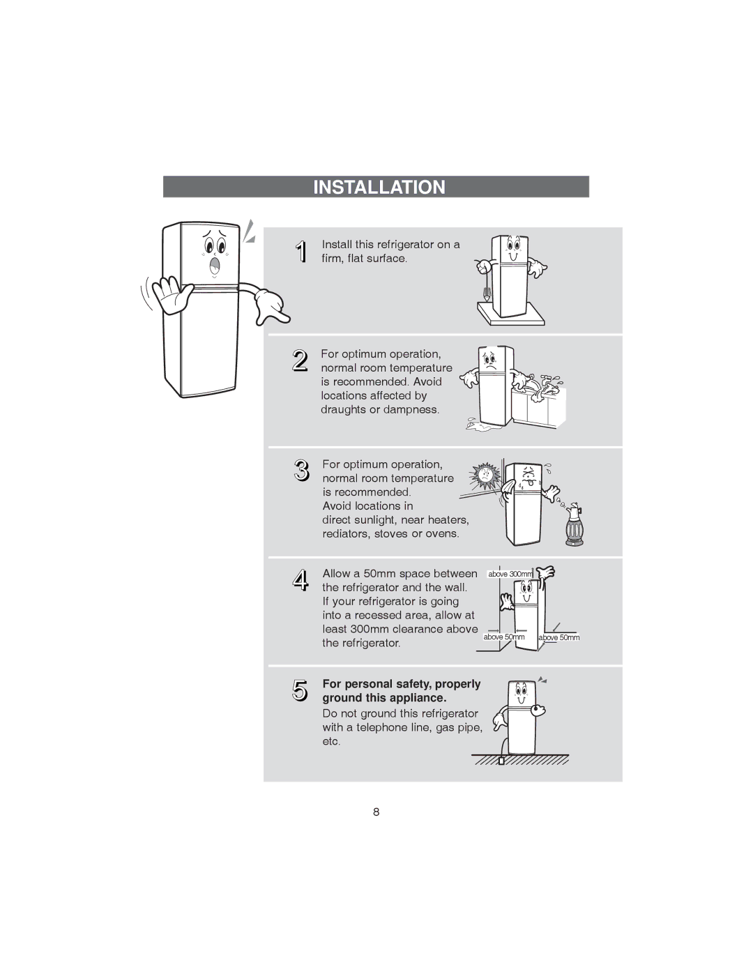 Samsung RT34G, RT37D, RT37G, RT37S, RT30G, RT30S, RT34S, RT34D, RT30D manual Installation 