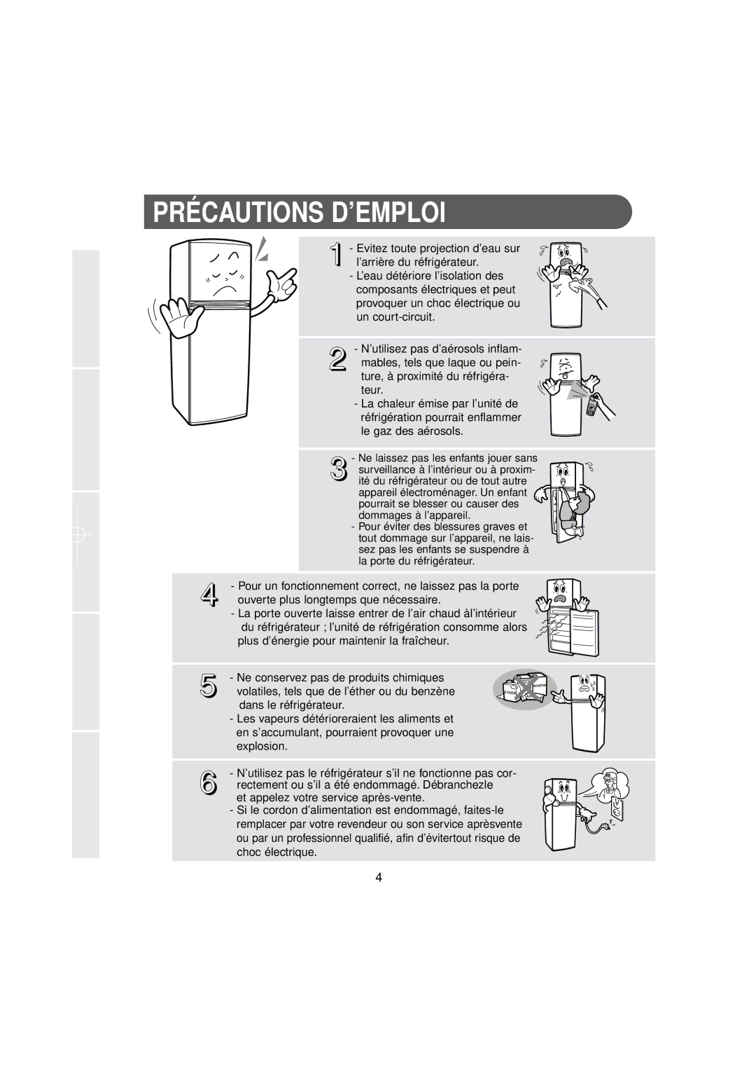 Samsung RT34MASS1/XEF, RT37MBMG1/XEK, RT30MASW1/CAF, RT37MASW1/XEF, RT37MBSW2/XEF, RT37MASW1/CAH manual Précautions D’EMPLOI 