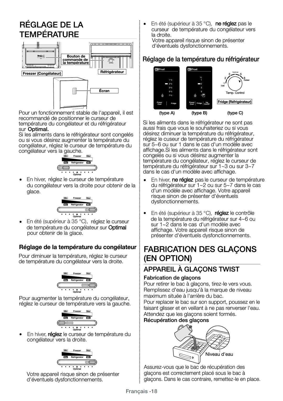 Samsung RT38FDJADWW/EF, RT38FEAADSA/EF, RT29FARADWW/EF, RT25HAR4DWW/EF, RT25HAR4DS9/EF manual En été supérieur à 35 C En hiver 