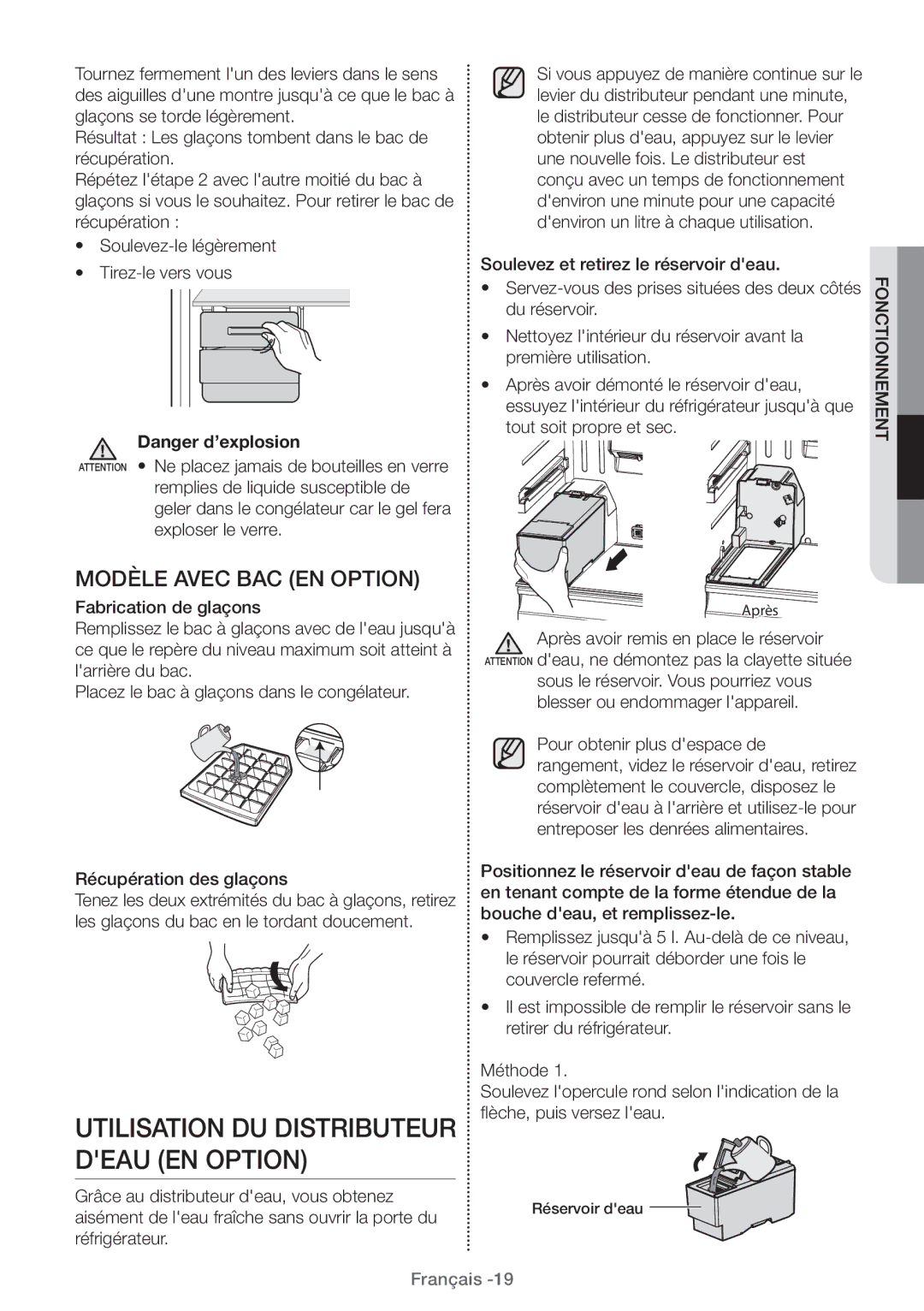 Samsung RT38FEAADSA/EF manual Modèle Avec BAC EN Option, Aisément de leau fraîche sans ouvrir la porte du, Réfrigérateur 