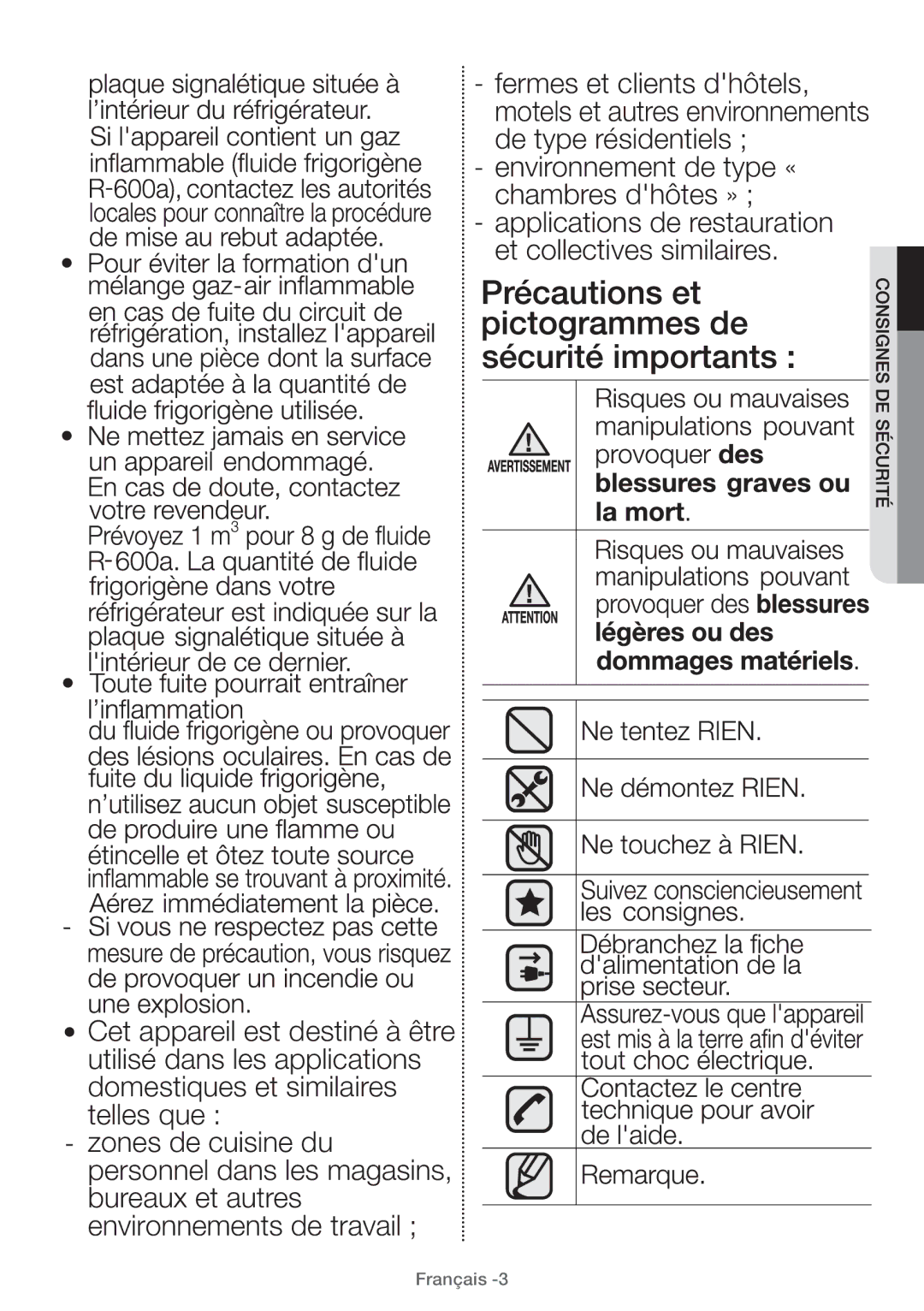 Samsung RT25HAR4DS9/EF, RT38FEAADSA/EF, RT29FARADWW/EF, RT25HAR4DWW/EF, RT29FAJADWW/EF, RT20HAR3DSA/EF, RT20HAR3DWW/EF Français 