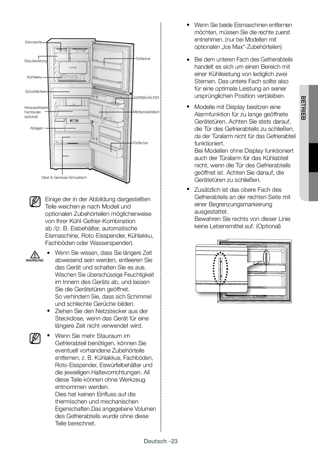 Samsung RT38FDJADWW/EF, RT38FEAADSA/EF, RT29FARADWW/EF, RT25HAR4DWW/EF, RT25HAR4DS9/EF, RT29FAJADWW/EF manual Türfächer 