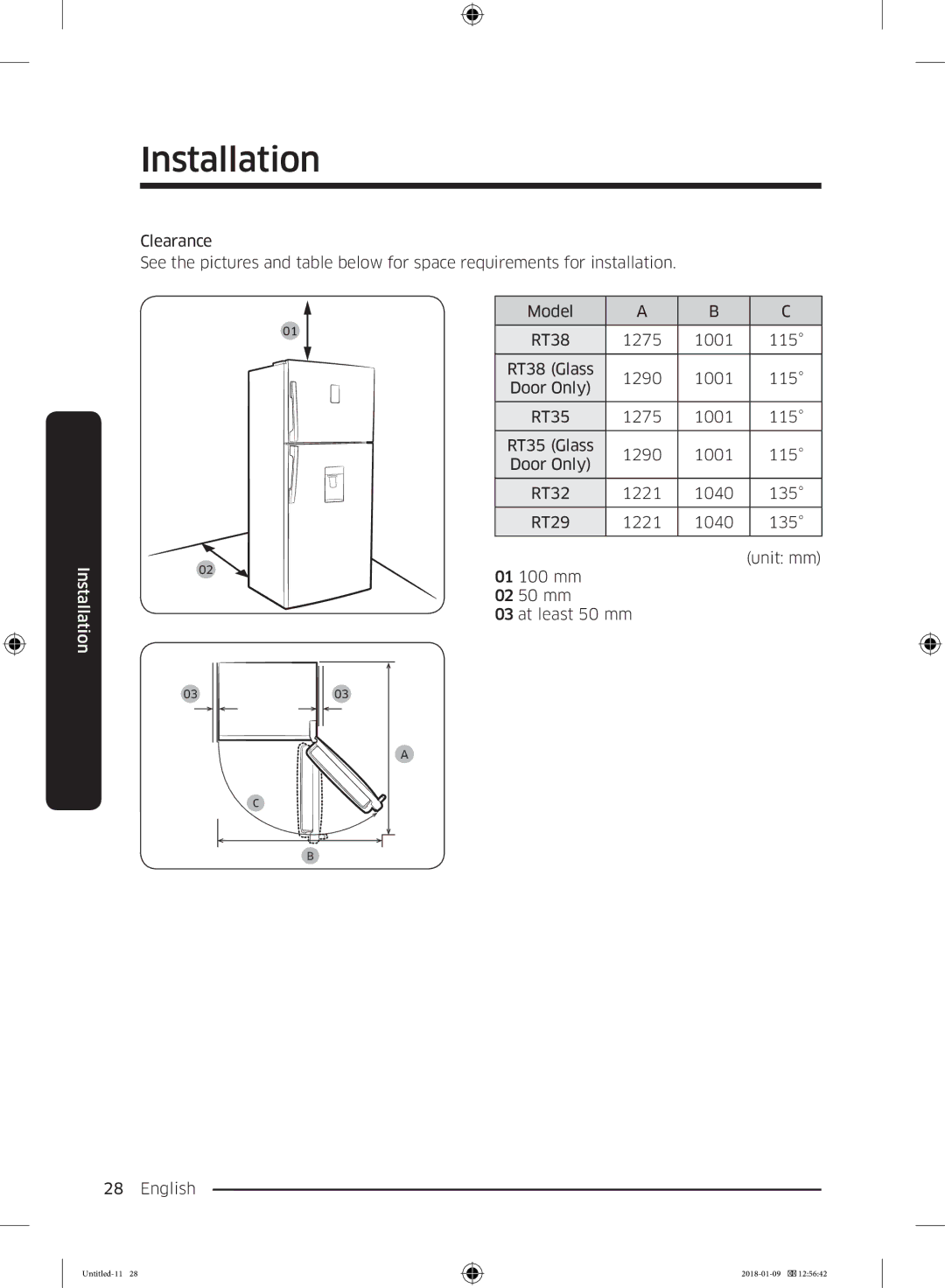 Samsung RT38K5157WW/ZA, RT38K5010S8/SG, RT35K5110SP/SG, RT35K5010S8/SG, RT29K5157WW/ZA manual Model RT38 1275 1001 115 