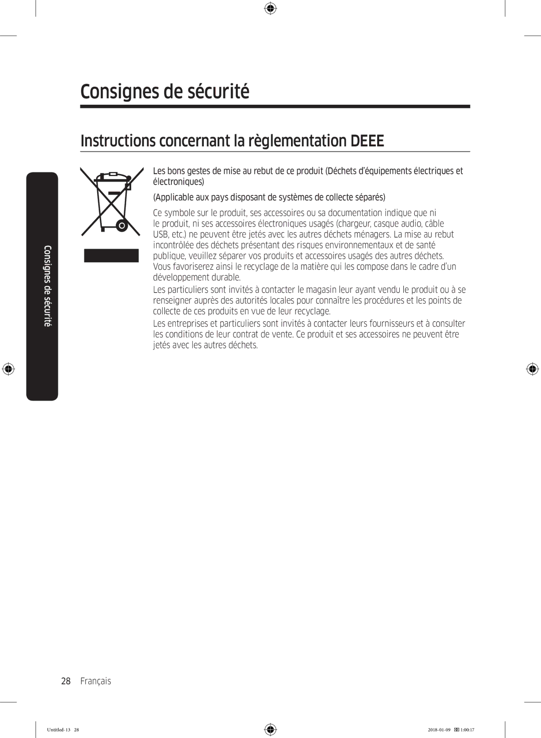 Samsung RT29K5157WW/ZA, RT38K5010S8/SG, RT35K5110SP/SG, RT35K5010S8/SG manual Instructions concernant la règlementation Deee 