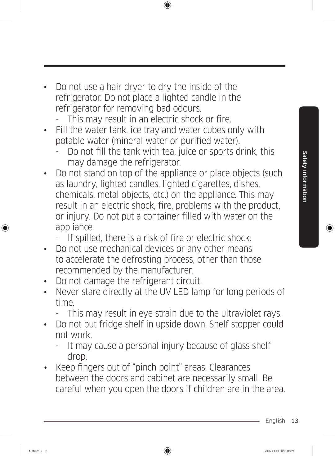 Samsung RT38K5452WW/ML, RT38K5452SP/ML, RT29K5452WW/ML manual Safety information 