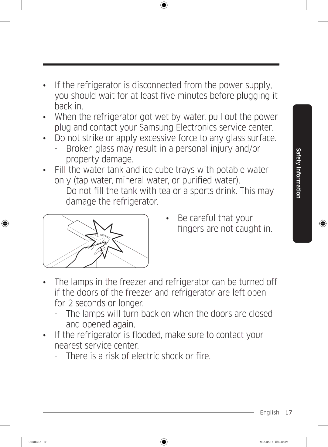 Samsung RT29K5452WW/ML, RT38K5452SP/ML, RT38K5452WW/ML manual Safety information 