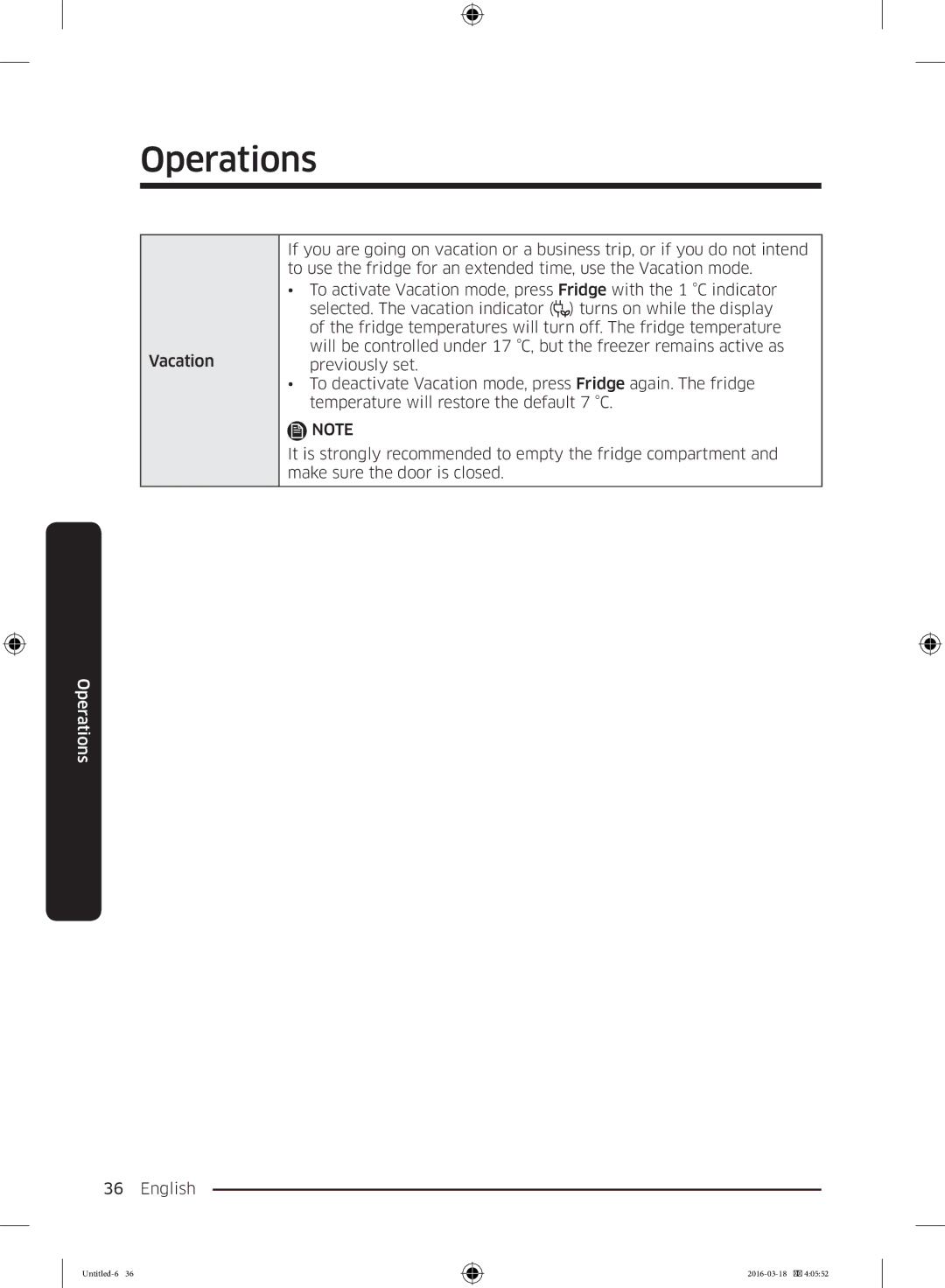 Samsung RT38K5452SP/ML, RT38K5452WW/ML, RT29K5452WW/ML manual Operations 