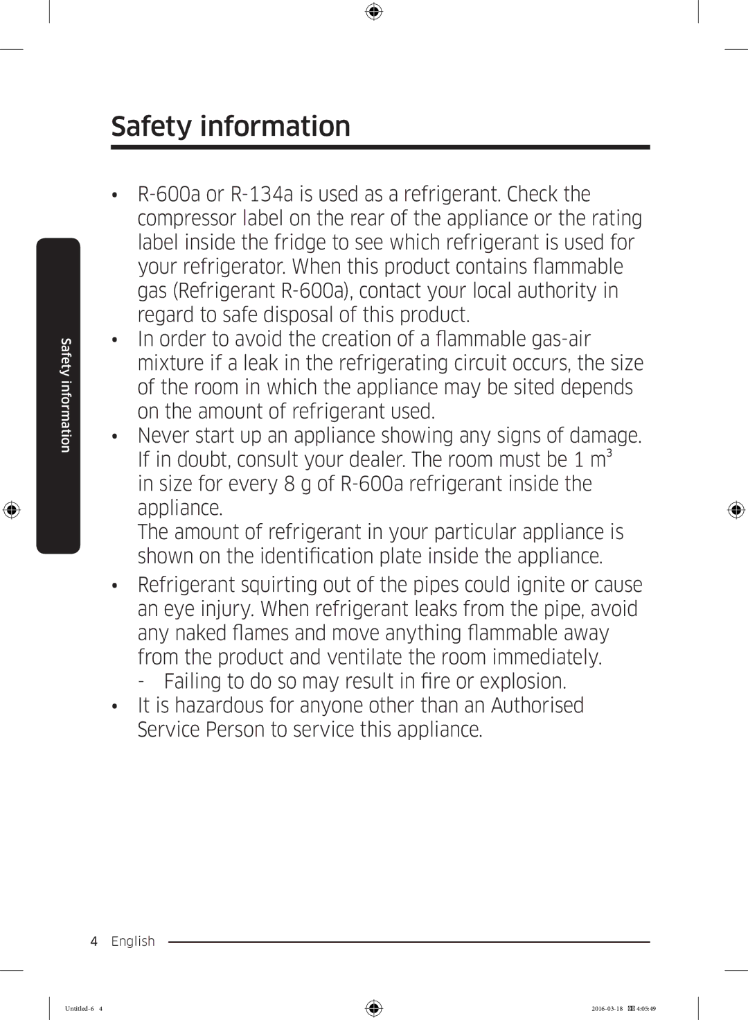 Samsung RT38K5452WW/ML, RT38K5452SP/ML, RT29K5452WW/ML manual Safety information 