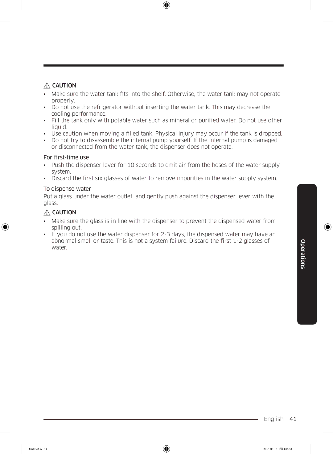 Samsung RT29K5452WW/ML, RT38K5452SP/ML, RT38K5452WW/ML manual Operations 