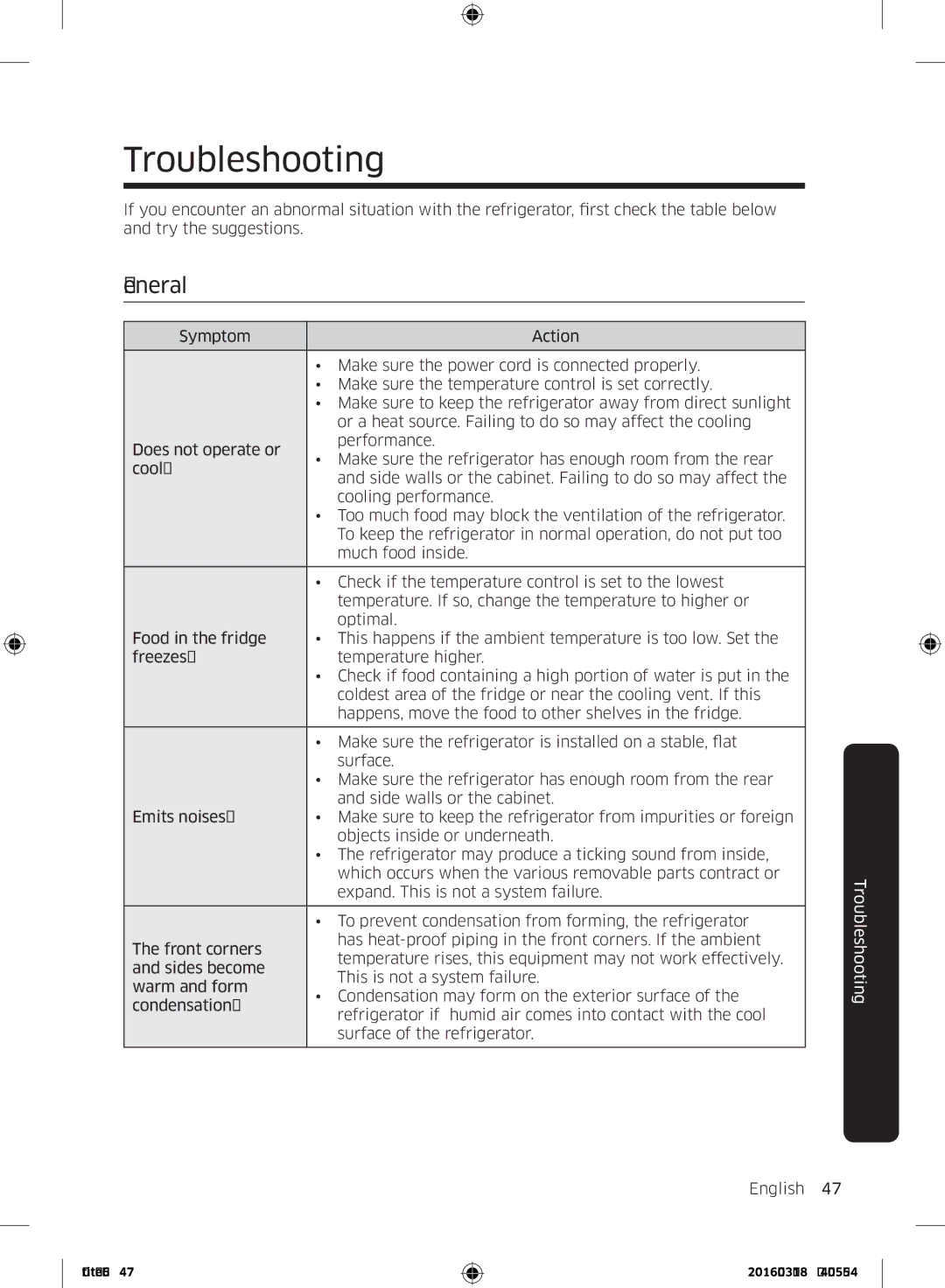 Samsung RT29K5452WW/ML, RT38K5452SP/ML, RT38K5452WW/ML manual Troubleshooting 