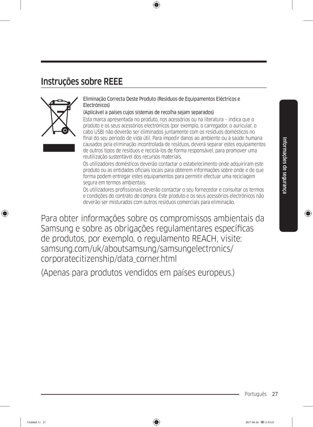 Samsung RT29K5030S8/ES, RT38K5535EF/ES, RT35K5430EF/ES, RT29K5030WW/ES, RT32K5030EF/ES, RT32K5030S8/ES Instruções sobre Reee 