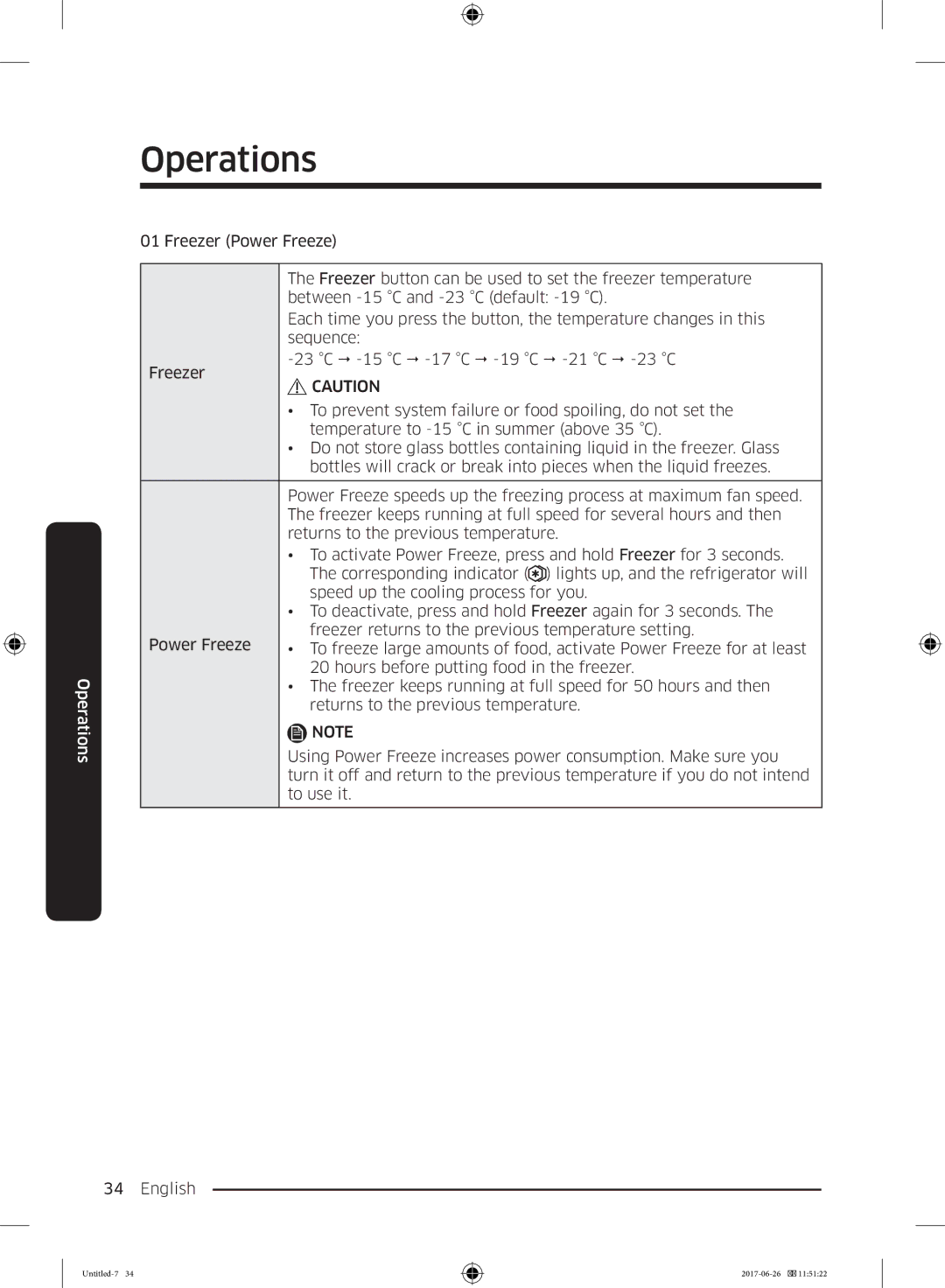 Samsung RT35K5430S8/ES, RT38K5535EF/ES, RT35K5430EF/ES, RT29K5030WW/ES, RT32K5030EF/ES, RT32K5030S8/ES manual Operations 