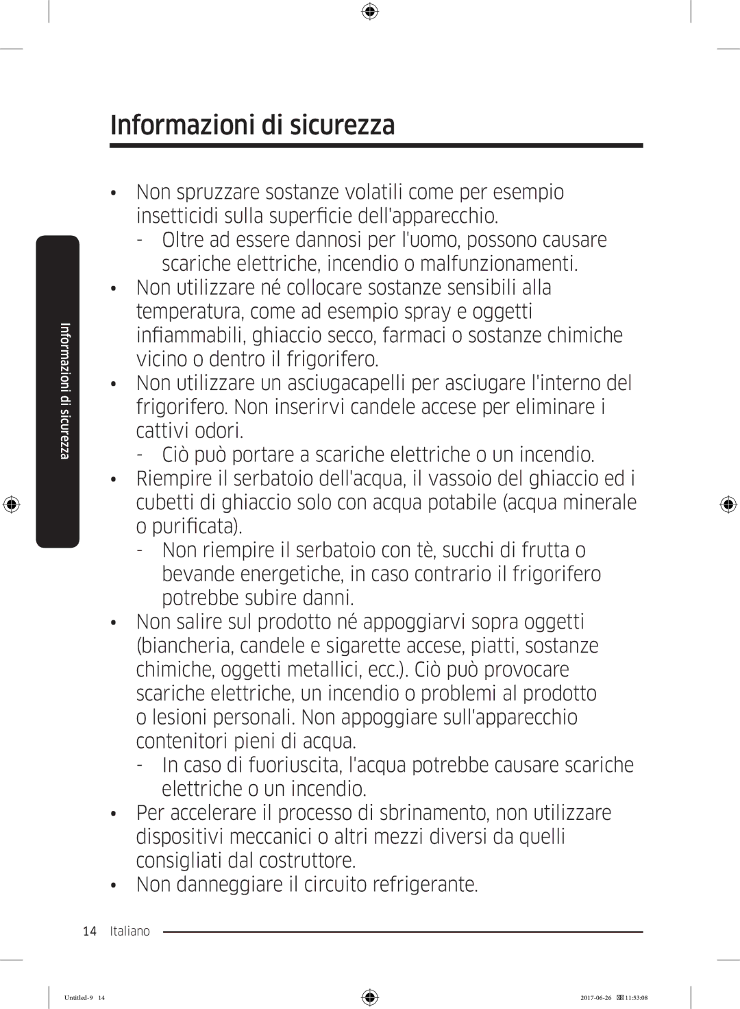 Samsung RT35K5430EF/ES, RT38K5535EF/ES, RT29K5030WW/ES, RT32K5030EF/ES, RT32K5030S8/ES manual Informazioni di sicurezza 