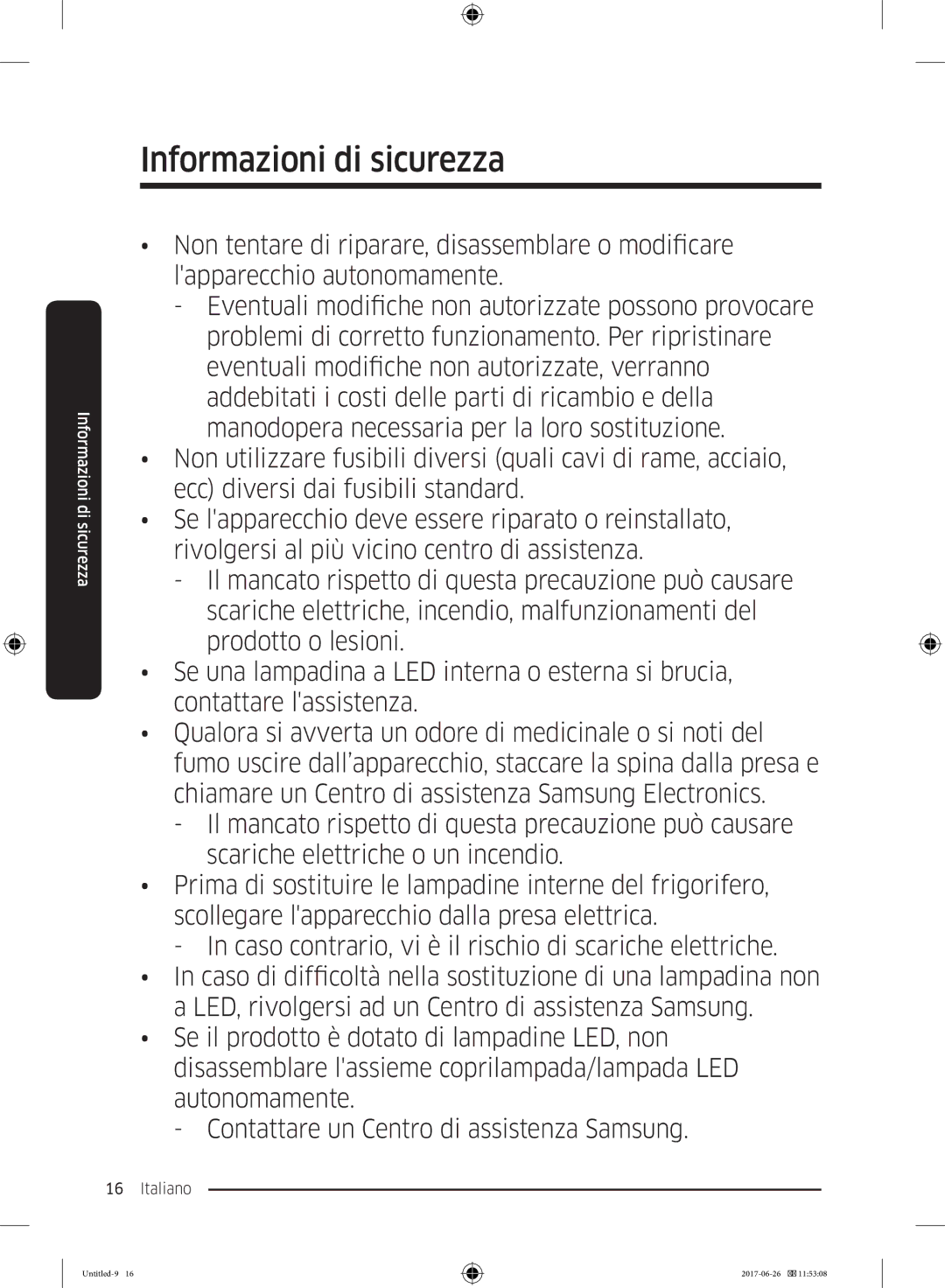 Samsung RT32K5030EF/ES, RT38K5535EF/ES, RT35K5430EF/ES, RT29K5030WW/ES, RT32K5030S8/ES manual Informazioni di sicurezza 