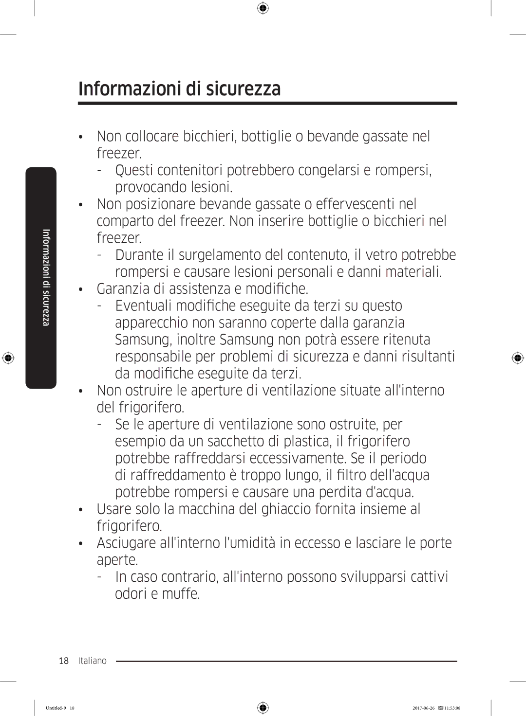 Samsung RT29K5030S8/ES, RT38K5535EF/ES, RT35K5430EF/ES, RT29K5030WW/ES, RT32K5030EF/ES manual Informazioni di sicurezza 