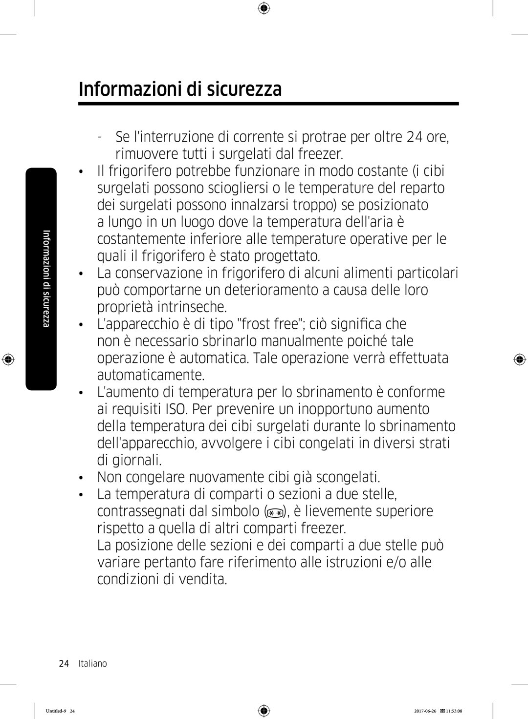 Samsung RT32K5030WW/ES, RT38K5535EF/ES, RT35K5430EF/ES, RT29K5030WW/ES, RT32K5030EF/ES manual Informazioni di sicurezza 