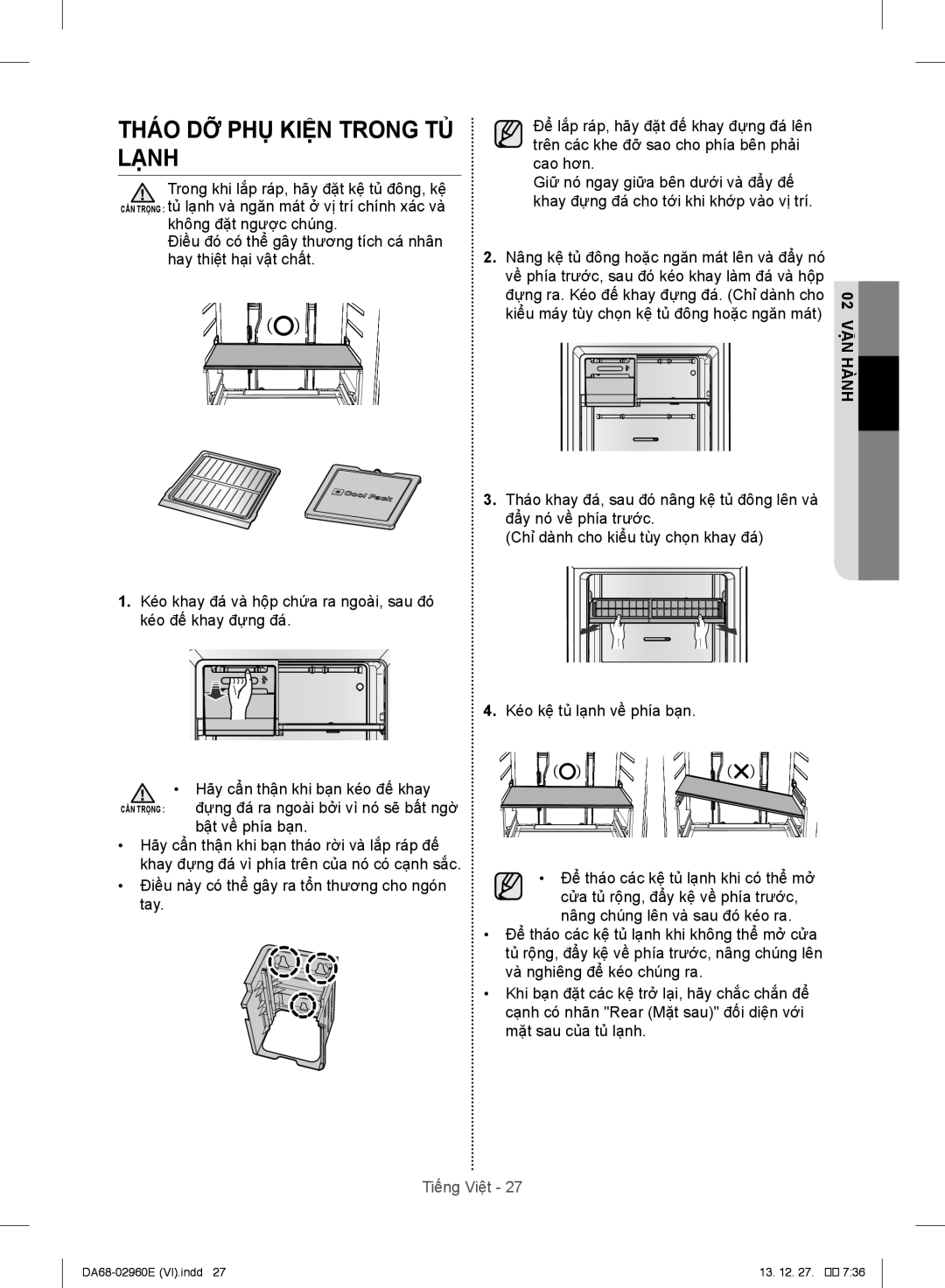 Samsung RT43H5231SL/SV, RT50H6631SL/SV, RT43H5631SL/SV manual Tháo DỠ PHỤ Kiện Trong TỦ Lạnh 