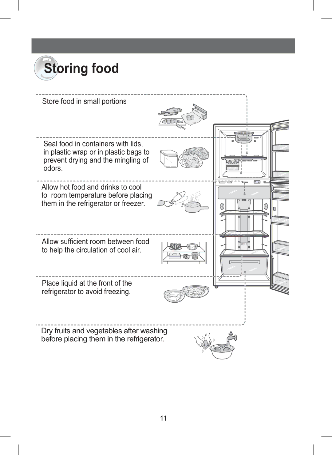 Samsung RT45MASW1/FAL, RT44MAMS1/XEF, RT45EASM1/XEF, RT44MASW1/XEF, RT41MASW1/EUR, RT44MASM1/XEF, RT45EASM1/XET Storing food 