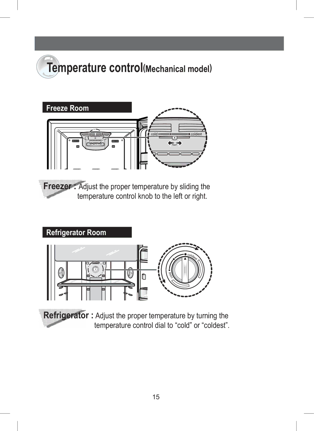 Samsung RT41MAMT1/JUM, RT44MAMS1/XEF, RT45EASM1/XEF, RT44MASW1/XEF manual Temperature controlMechanical model, Freeze Room 