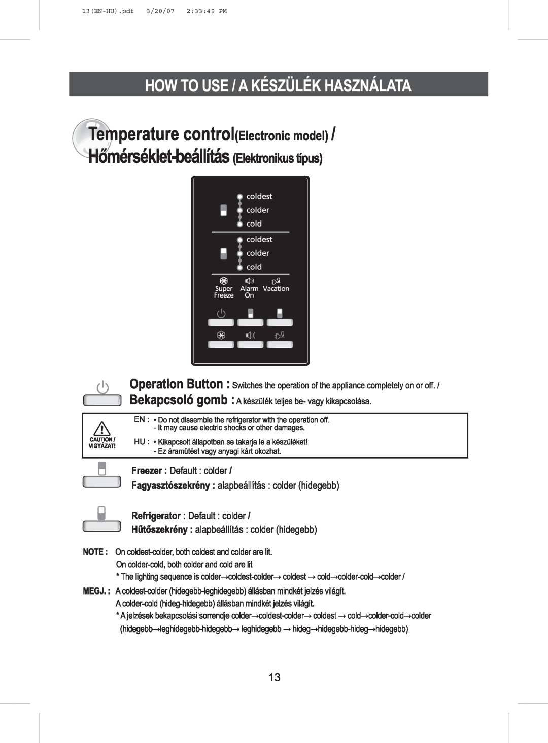 Samsung RT41MBSW1/XES, RT44MAMS1/XEF, RT45EASM1/XEF, RT44MASW1/XEF, RT41MASW1/EUR, RT44MASM1/XEF 13EN-HU.pdf 3/20/07 23349 PM 