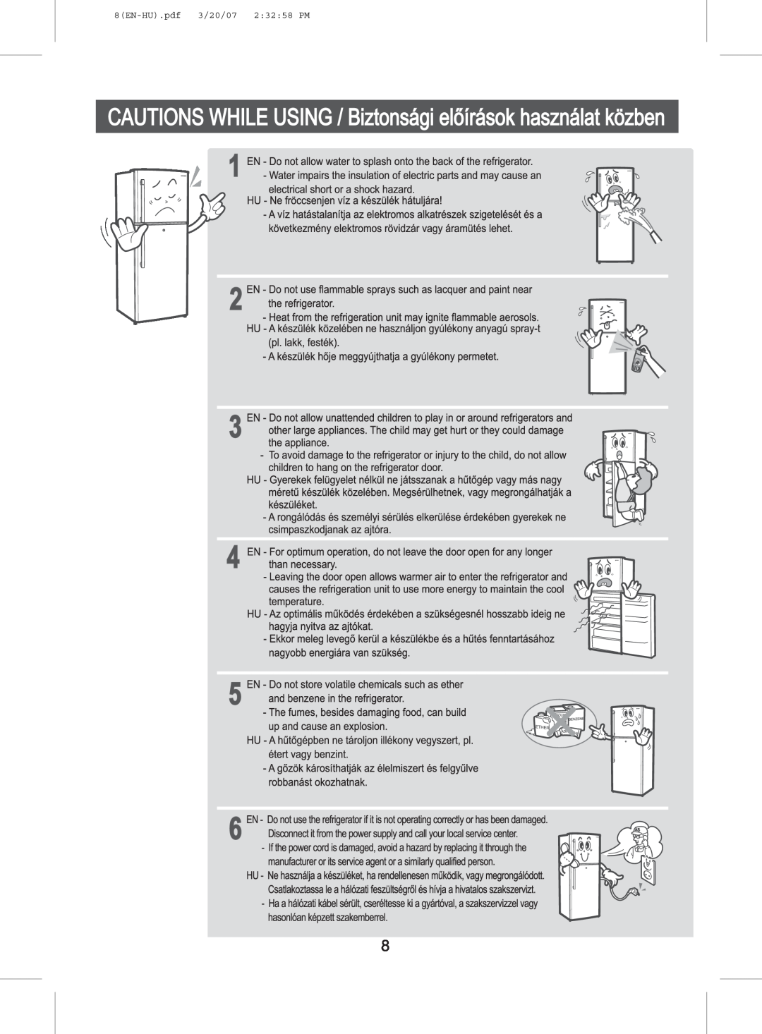 Samsung RT44MASM1/XET, RT44MAMS1/XEF, RT45EASM1/XEF, RT44MASW1/XEF, RT41MASW1/EUR, RT44MASM1/XEF 8EN-HU.pdf 3/20/07 23258 PM 