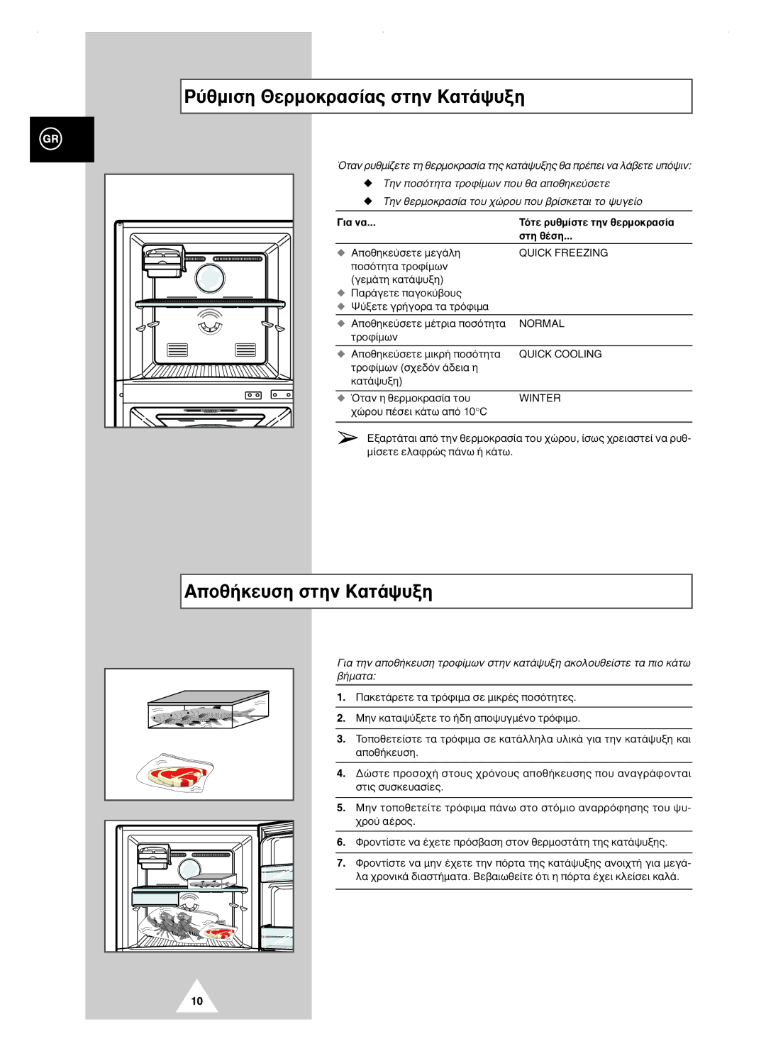 Samsung RT40MBSW1/EUR, RT44MASW1/XEF, RT40MBSW1/BUS manual ‡ıÌÈÛË £ÂÚÌÔÎÚ·Û›·˜ Ûùëó K·Ù¿„˘ÍË, Ôı‹ÎÂ˘ÛË Ûùëó K·Ù¿„˘ÍË, · Ó· 