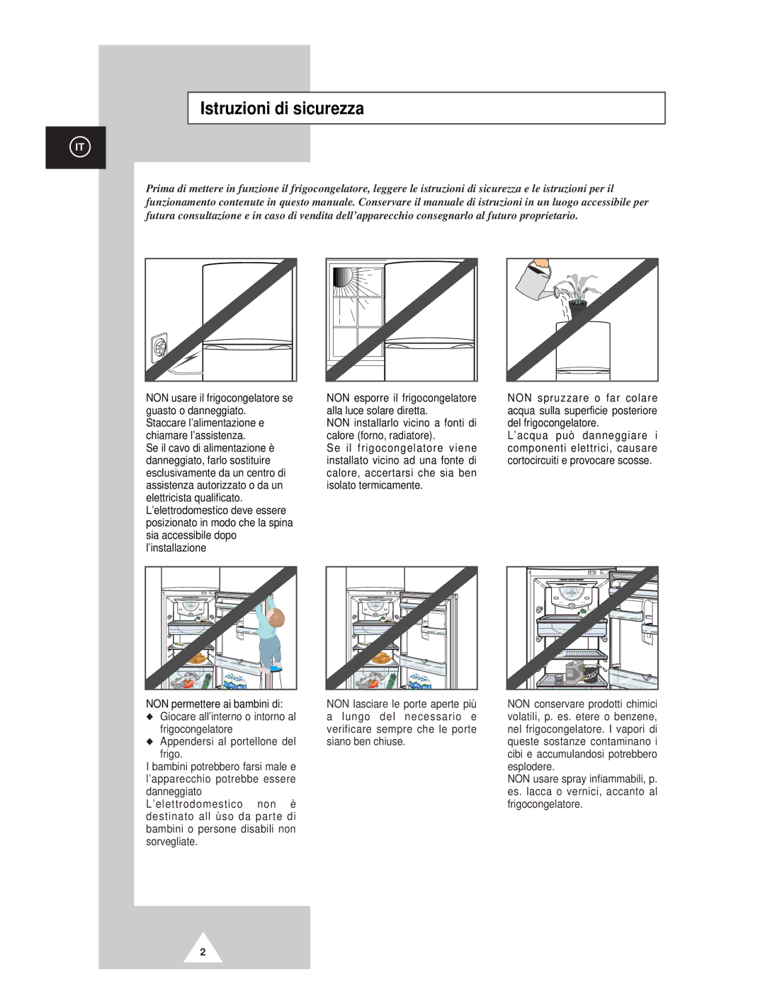 Samsung RT44MCSM1/XET manual Istruzioni di sicurezza 