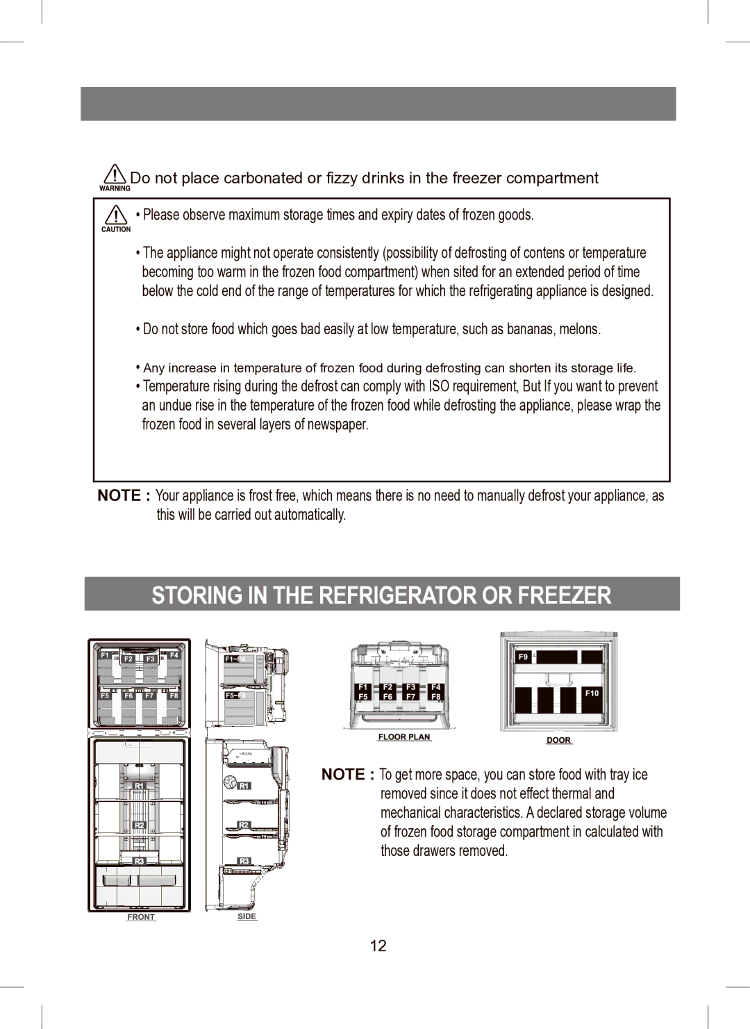 Samsung RT45M, RT41M, RT41E manual Storing in the Refrigerator or Freezer 