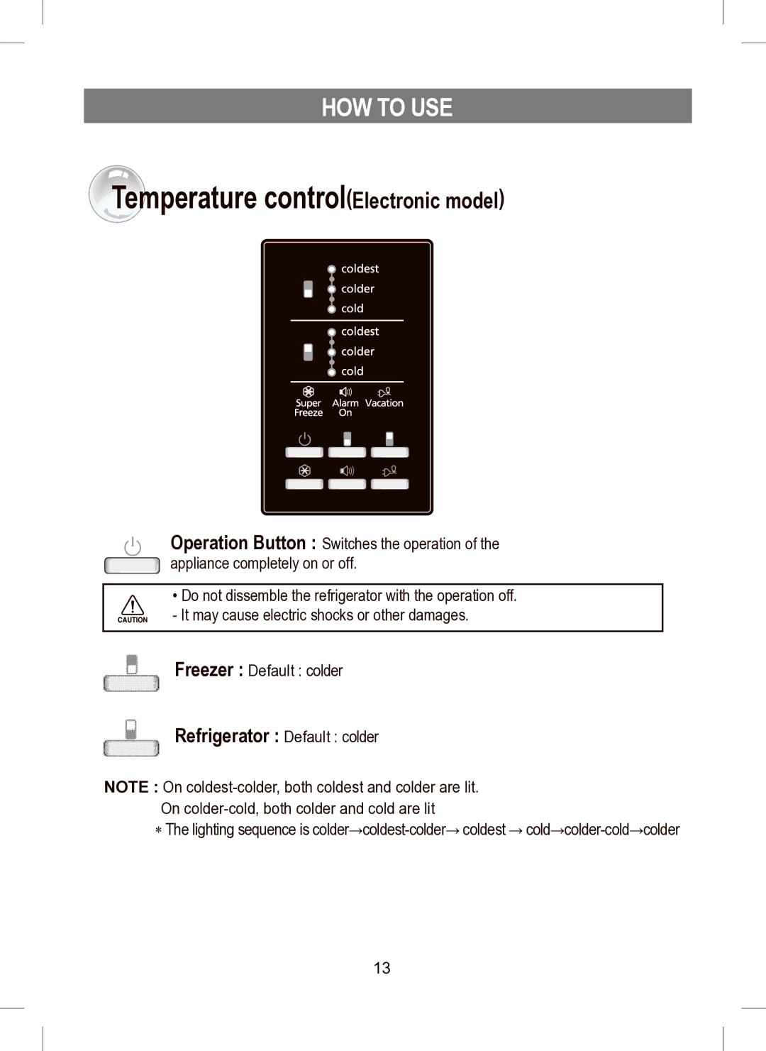 Samsung RT41E, RT45M, RT41M manual Temperature controlElectronic model, HOW to USE 