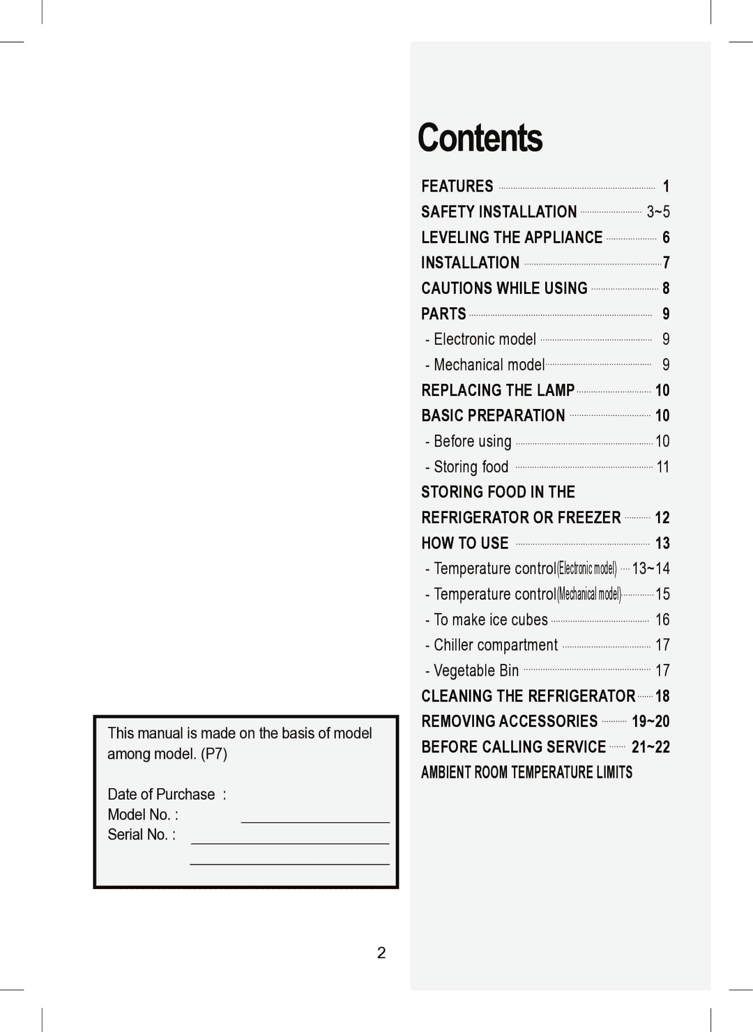 Samsung RT45M, RT41M, RT41E manual Contents 