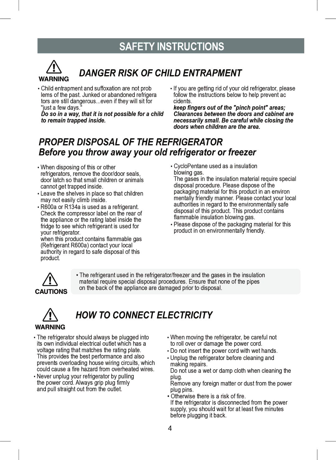 Samsung RT45M, RT41M, RT41E manual Proper Disposal of the Refrigerator 