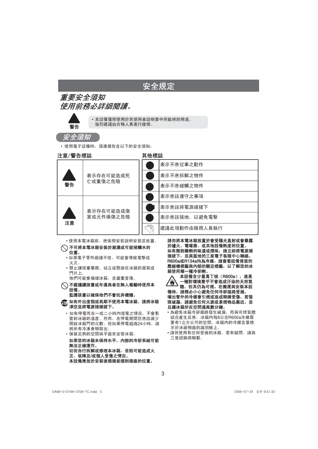 Samsung RT45MASM1/XEH, RT45MASM1/XES manual R600a R134a 241 