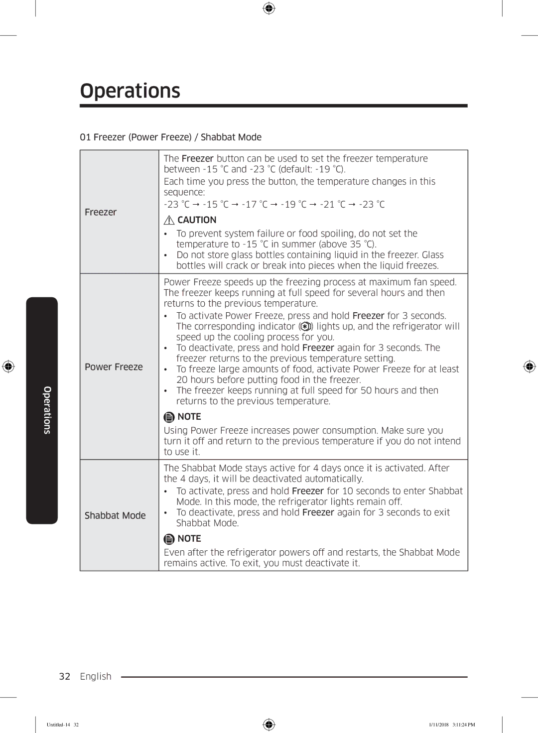 Samsung RT46K6330WW/ML, RT53K6000S8/ML, RT53K6330WW/ML, RT46K6330SP/ML, RT50K6330WW/ML, RT50K6330SP/ML manual Operations 