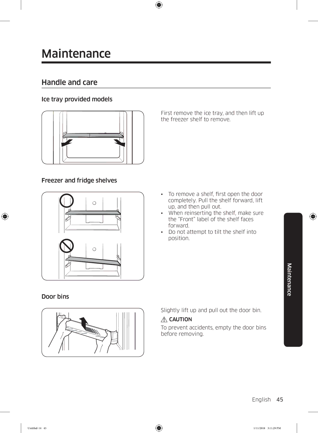 Samsung RT50K6330SP/ML, RT46K6330WW/ML, RT53K6000S8/ML manual Ice tray provided models, Freezer and fridge shelves, Door bins 