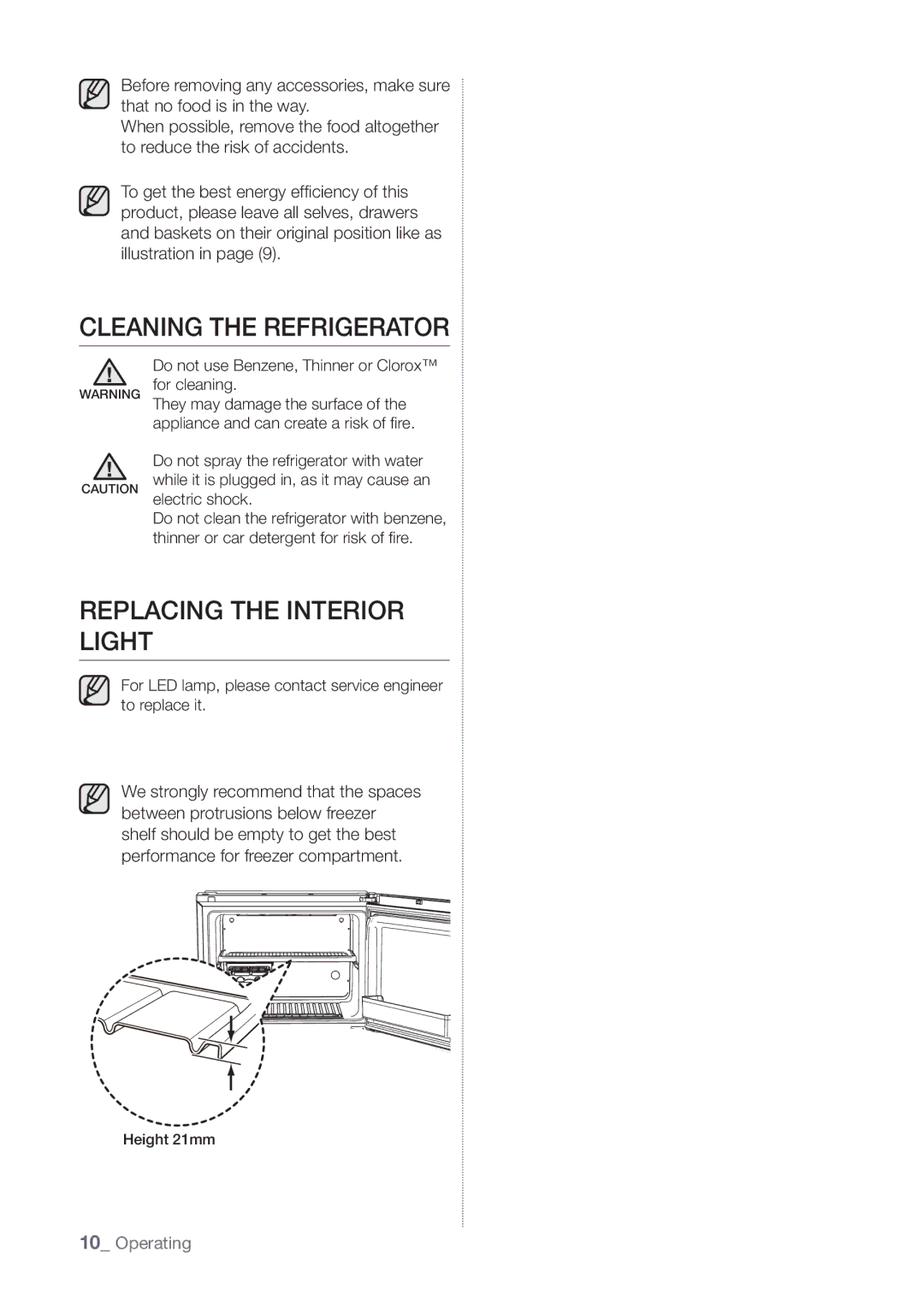 Samsung RT4892RKASL/ZA manual Cleaning the Refrigerator 