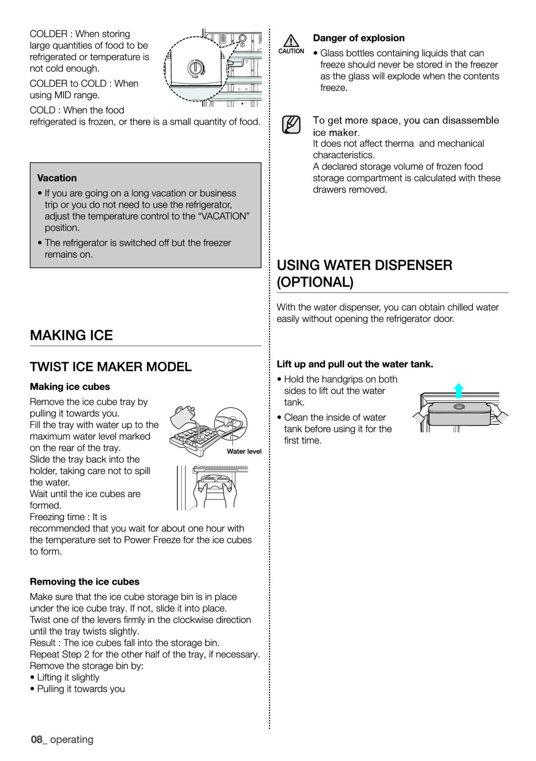 Samsung RT54QBPN1/XEF, RT50FMSW1/XEF, RT59PMSW1/XEF, RT59PBPN1/XEF manual To get more space, you can disassemble ice maker 